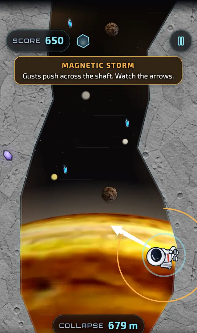 MoonMan über Uranus in einem Ring aus Böen, unter einer Magnetsturm-Warnung.